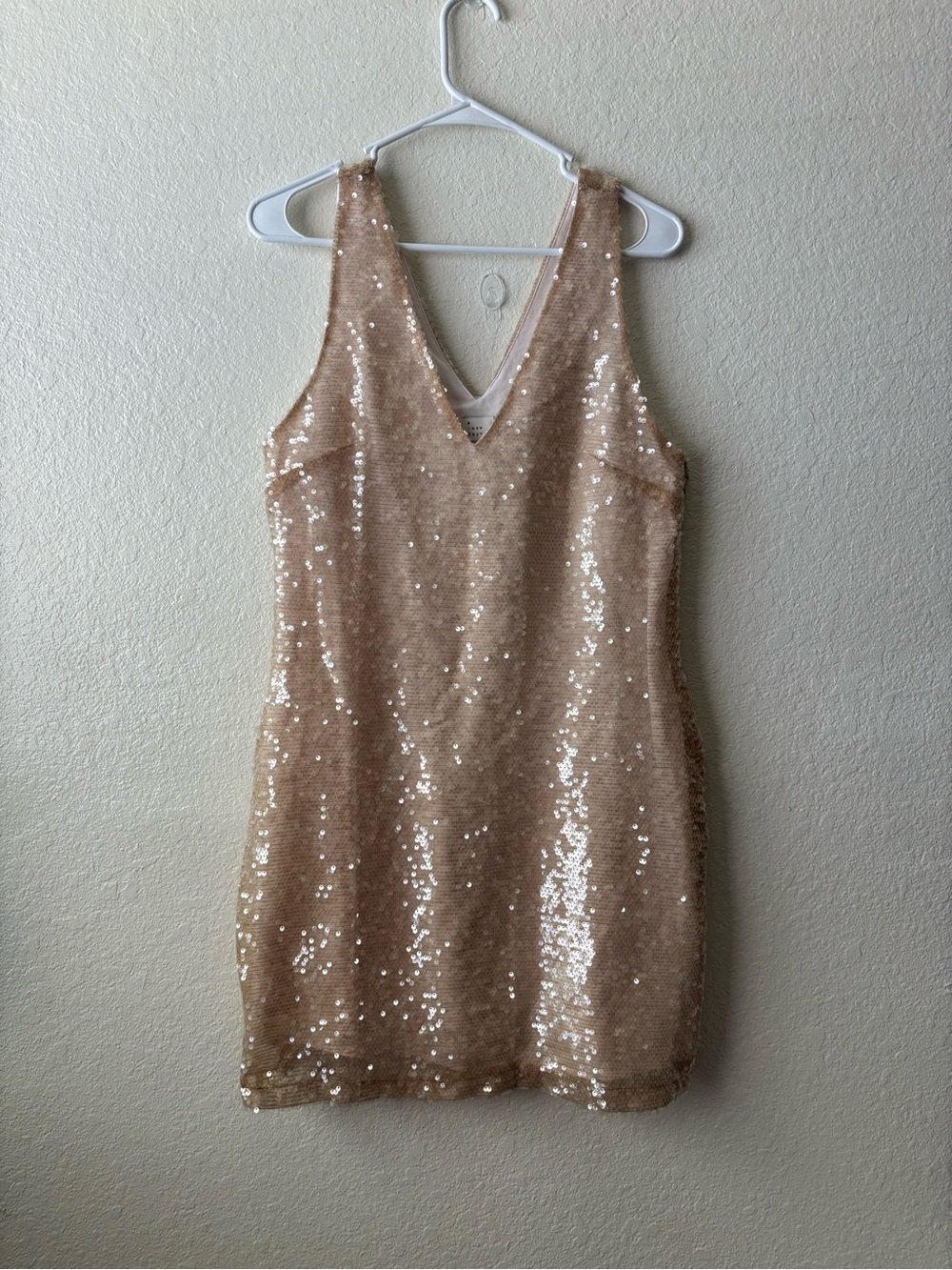 a new day Sequin V-Neck Mini Dress in Champagne Gold